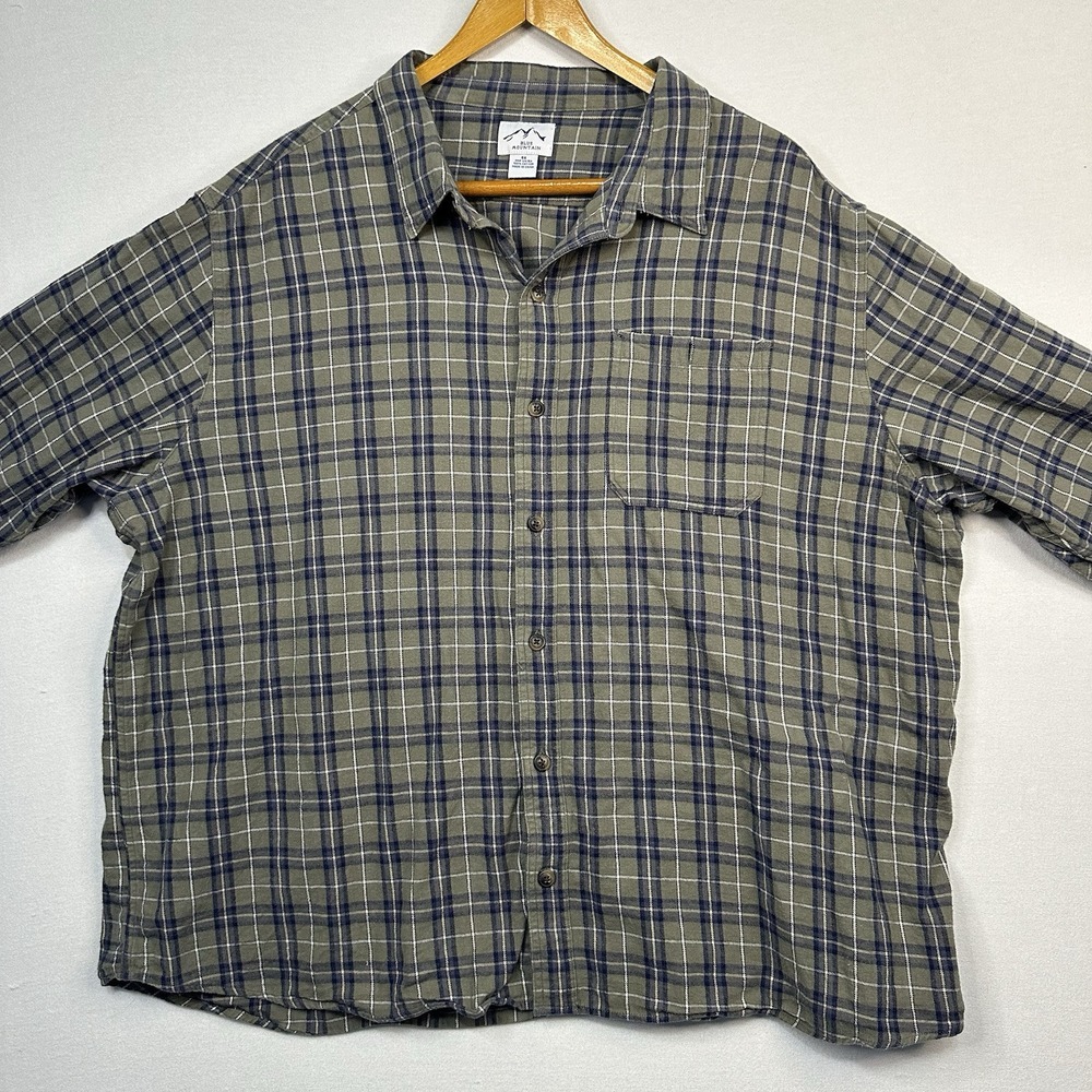 Blue Mountain Men's 4XL Green Plaid Long‎ Sleeve Shirt